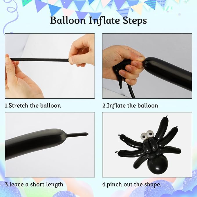 260pcs Black Animal Balloons for Magic Model Halloween Arch - Black Long Balloons for Party Decorations