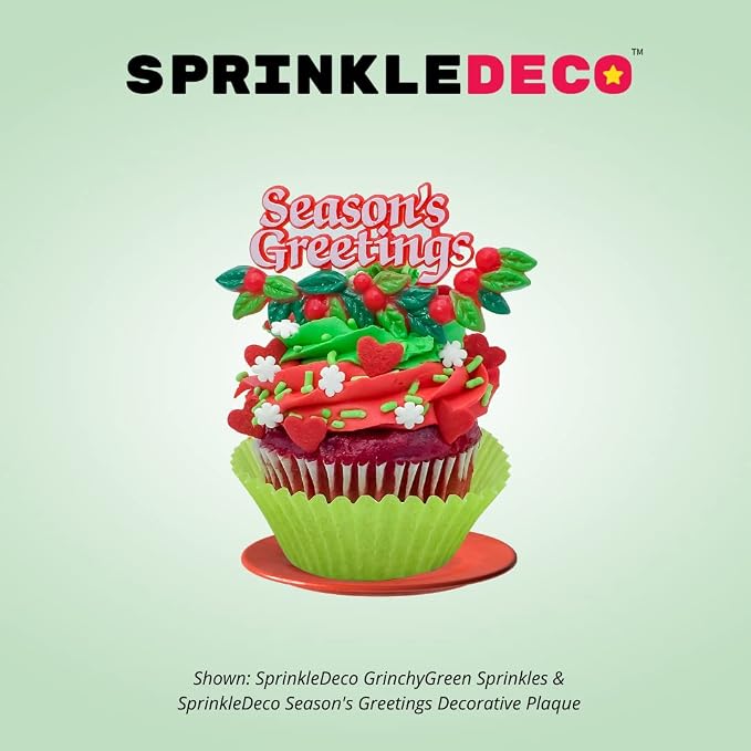Grinchy Heart Christmas Holiday Baking Cupcake Cake Decoration Confetti Sprinkles Cake Cookie IceCream Donut Jimmies Quins - 4oz