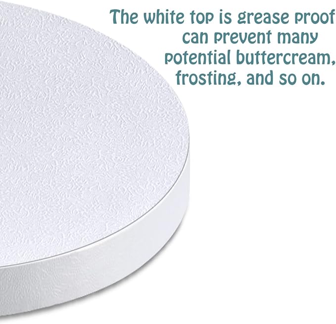 White Cake Drums Round 14 Inch Cake Boards with 1/2-Inch Thick Smooth Edges for Multi Tiered Birthday Wedding Party Cakes Drum Board