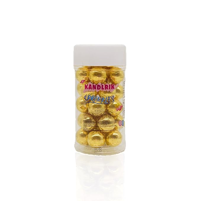 14mm Edible Super Gold Pearl Sugar Sprinkles Candy Mini Pearls Cake Decorations Cupcake Toppers Cookie Decorating Perfect for Wedding Party Valentine Halloween Christmas Supplies 3OZ