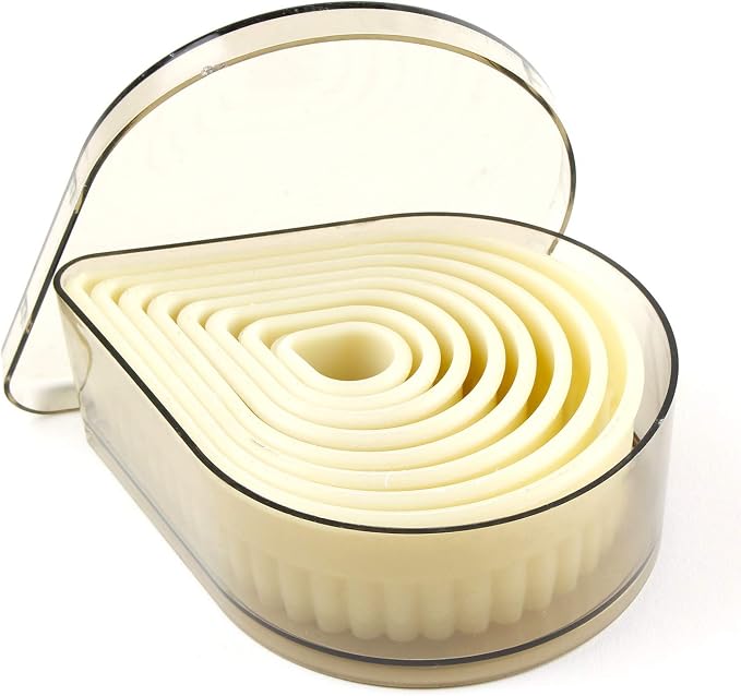 O'Creme Fluted-Teardrop-Shaped Heat-Resistant Plastic Cutter in Eight Sizes, One of Each