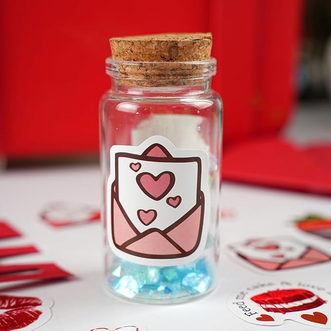 46 Pcs Love Theme Scrapbook Stickers for Bullet Journal Card Making Planner Diary Valentine's Day Letter Envelope Notebook Laptop Phone Case Craft Decoration, 23 Patterns