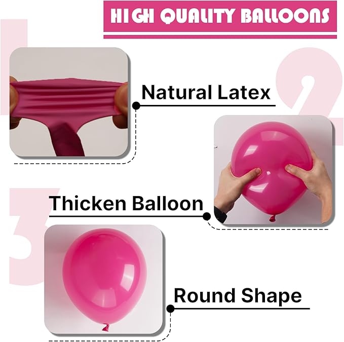 PartyWoo Hot Pink Balloons 140 pcs Different Sizes of 18 12 10 5 Inch Magenta Fuchsia Balloon Arch Kit Garland for Baby Shower Wedding Bridal Shower Anniversary Birthday Party Decorations Pink-Y12