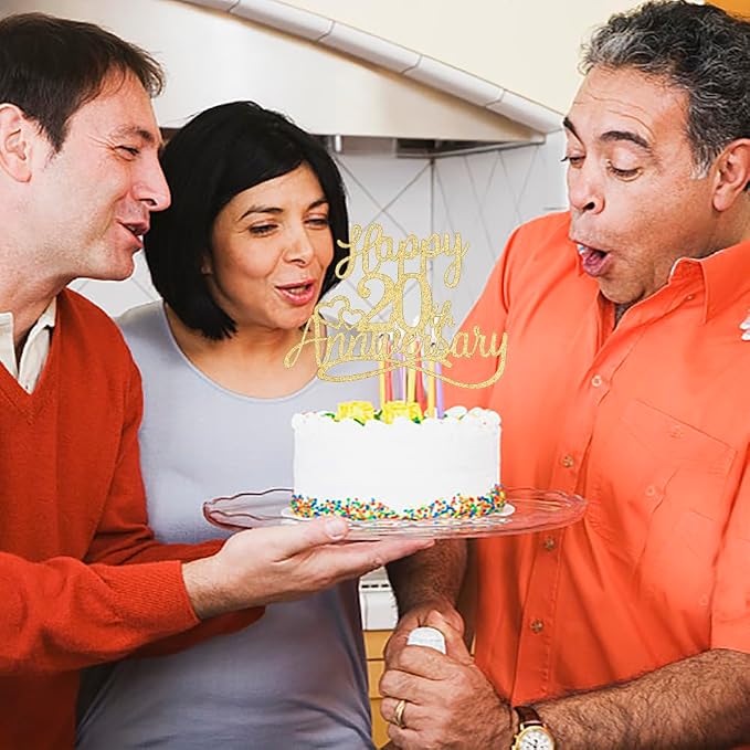 Sleyberoy Glitter Happy 20th Anniversary Cake Toppers – For Wedding, Company, & Birthday Parties (20th)