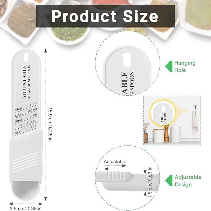 Adjustable Measuring Spoon for Dry and Liquid(White)