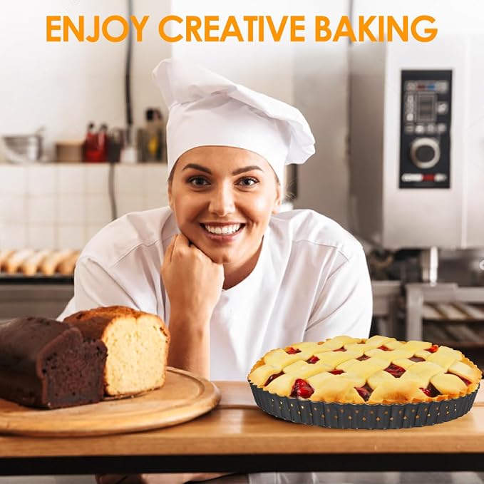 Gutsdoor Pie, Tart & Quiche Pan with Removable Bottom Nonstick Round Quiche Baking Dish Pie Pans for Baking Kitchen (11 Inch)