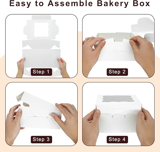 100 Pack 5x5x2.5 Inch Bakery Boxes Cookie Boxes with window Treat Box Chocolate Covered Strawberries Box for Macaroon Dessert Cupcake Pastry Muffins