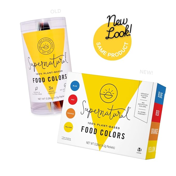 Supernatural 100% Plant-Based Food Colors, 3x More Vibrant, No Artificial Colors, Vegan, Kosher, Gluten Free, 8 Grams, 0.28 Ounce (Pack of 6)