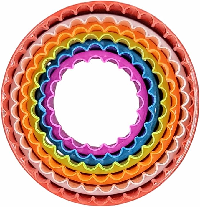 Handy Housewares 6pc Scalloped Biscuit/Cookie Dough Cutter Set, Round & Flower Edged, Dishwasher Safe, Plastic
