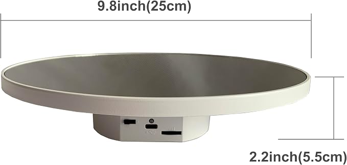 JAYEGT Motorized Rotating Display Stand, 10inch /11Lbs Load ,Mirror Cover ,360 Degree Electric Rotating Turntable ,Cup Display Turner Stand,Photography Products, Jewelry ,Tumbler -White