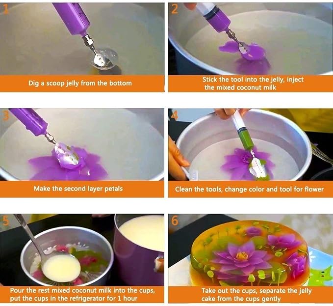 Woohome Art Cake Tools, 22 PCS 3D Gelatin Jelly Tools Includes 20 PCS Gelatin Tools and 2 PCS 10ml Syringe Pudding Pastry Nozzles for Cake Decoration, Jelly Cake making