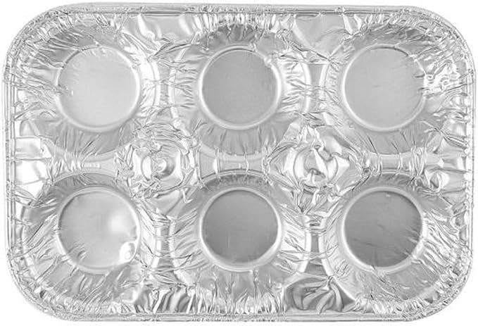 20-Pack Muffin Pans Disposable Aluminum Foil 6-Cup Standard Size Tin for Baking Cupcakes, Mini Pies and Quiche, Souffle