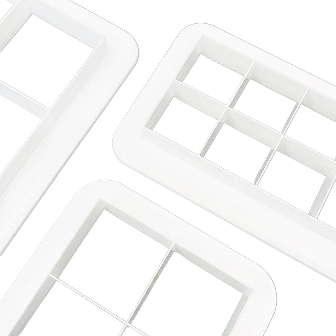 3Pcs White Square Cookie Cutter Set, Geometric Multicutter Cake Fondant Cutter, 3 Size Square Biscuit Cutters, Easy to Store, Cookie Cutter Baking Tools, Cookie Cutters