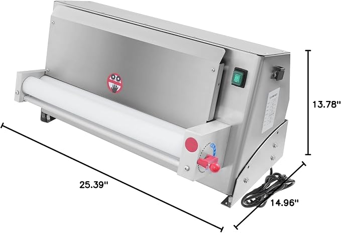 Commercial Pizza Dough Roller Machine, 450W Electric Dough Sheeter Machine Automatic Pastry Press Making Machine, 260 Portions/Hour, Adjustable 1-5.5mm Thickness for Pizza/Pasta/Bakery (3-18 in)