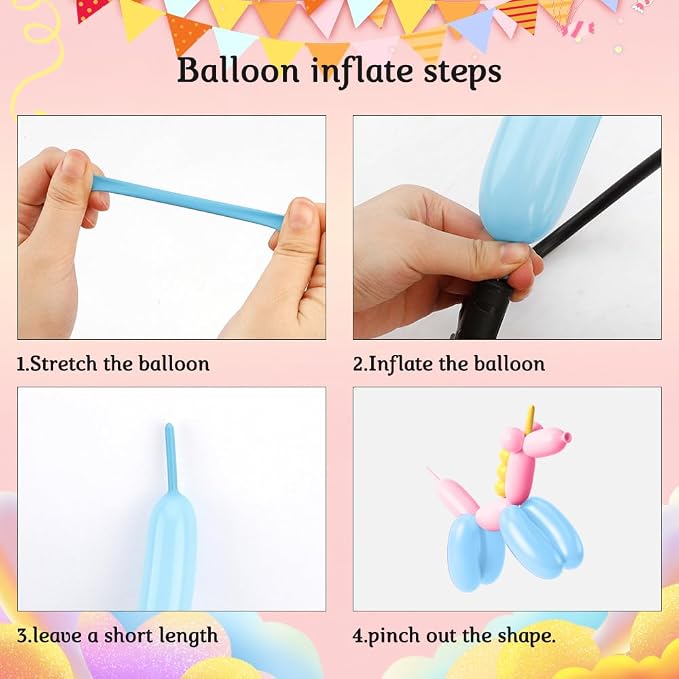 Pastel 260 Assorted Color Long Balloons for Garland - Thick, Skinny, Latex, Twisting, Modeling Magic Balloons - Rainbow Birthday Party Decorations - 100 Pcs