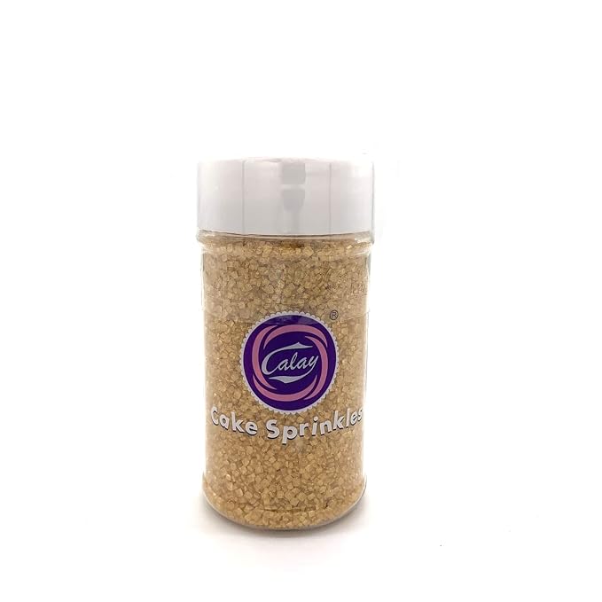 Edible Gold Sanding Sugar Sprinkles Cupcake Cake Toppers, Celebrations Candy Pearls Shaker Jar Wedding Party Cake Dessert Food Decoration Supplies 3.2oz(Gold)