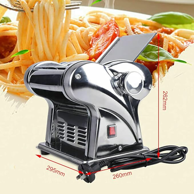 Automatic Electric Pasta Maker Machine, Commercial Stainless Steel Spaghetti Roller Noodle Pressing Machine for Spaghetti, Fettuccini, Lasagna, Dumpling Skins