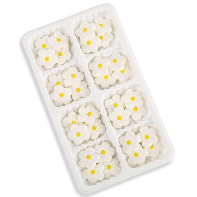 Flowers Icing Decoration 32 Count White Blossoms Royal Icing Decorations Daisy Sugar Wedding Flowers Sprinkles for Baking Cupcakes Ice Cream Waffles Cookies Birthday Cake