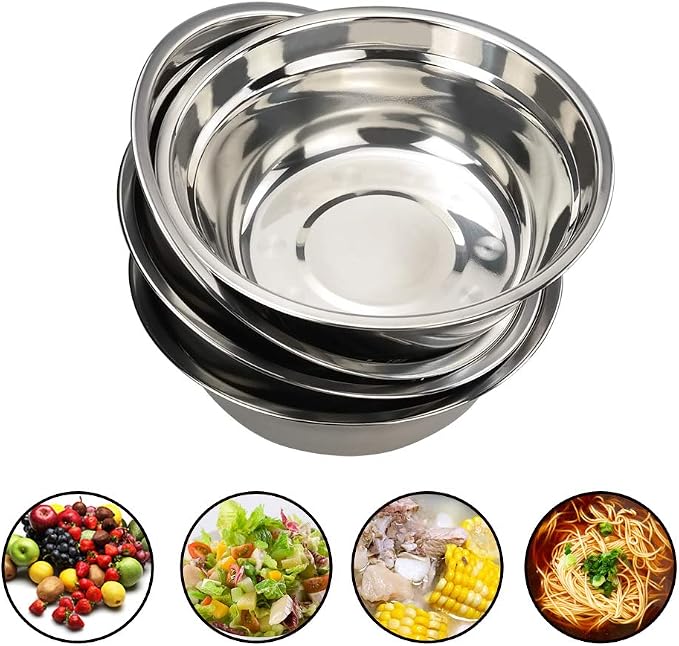 Begale 4-Pack Stainless Steel Mixing Bowls, Metal Prep Bowls