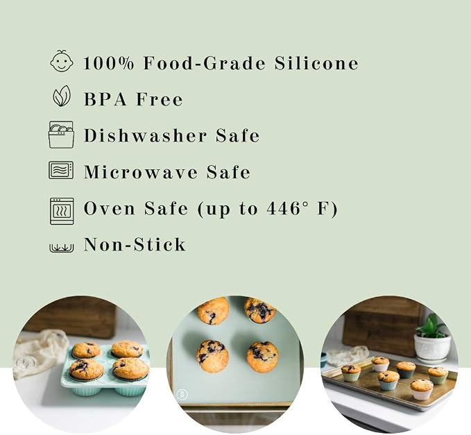 The Silicone Kitchen Reusable Silicone Baking Cup, Non-Toxic, BPA Free, Dishwasher Safe, Regular, Pack of 24, Matte Black