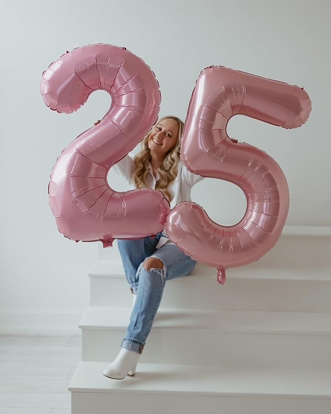 Pearlescent Pink 5 Balloon, Number Balloons 40 Inch, 5th Birthday Balloon Decorations, Pastel Pink Party Supplies, 5 Number Balloons, Number 5 Balloon