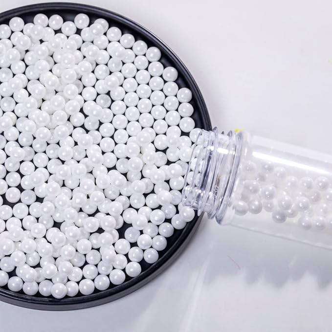 White Sprinkles Edible Pearl 7mm 130g/4.6OZ,Christmas Cake Dessert Sprinkles,Cookie sprinkles,Sugar Pearl, Edible Pearls Candy for Cake Cupcake Decorationg (7mm-White)
