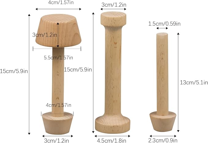 3Pcs Tart Tamper Set, Portable Wooden Double Side Pie Pastry Dough Tamper, Wooden Egg Tart Mold, DIY Cake Pastry Tools for Egg Tart, Pasta, Cheesecakes and Dessert Baking
