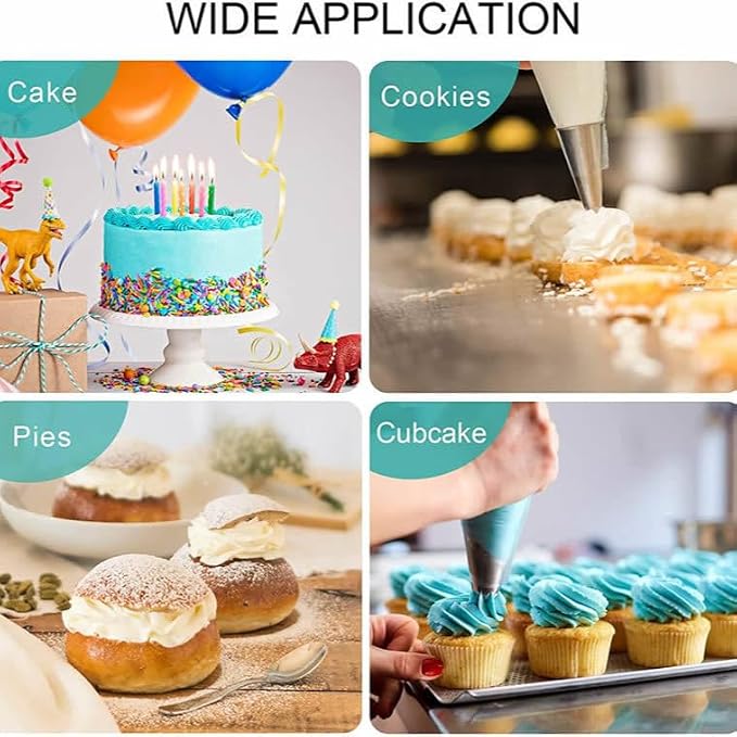 126 Pcs Piping Bags and Piping Tips Set, Stainless Steel Frosting Piping Bake Cake Decorating Kit, Pastry Cake Decorating Tips For Cookies Cupcake