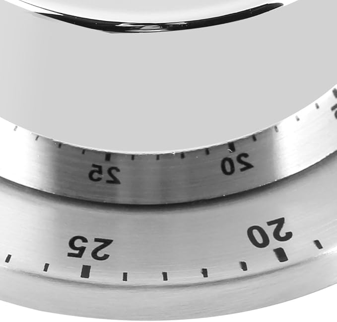 Kitchen Timer, Acogedor Mechanical 1-Hour Kitchen Timer, Stainless Steel Countdown Timer, Long Ring, Magnetic Kitchen Timer Clock for Cooking - Silver(Silver)