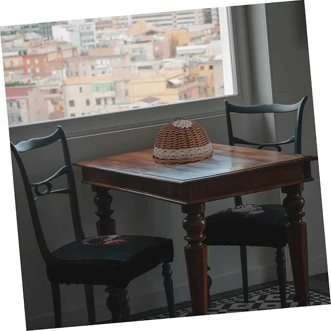 1pc Hand-woven Rattan Cover and Storage Basket Round Design for Kitchen Use Snacks from and Insects Natural Wood for Bread and Pastry Serving