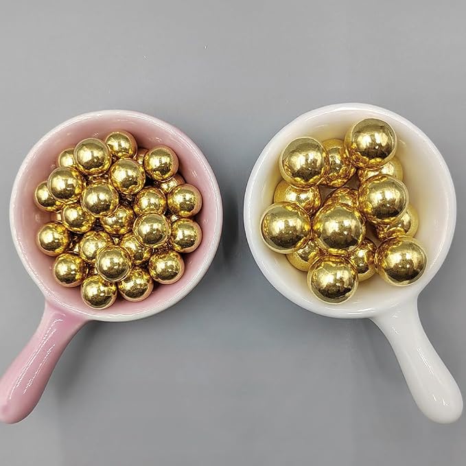Homankit Gold Pearl Sprinkles for Cake Decorating, 10mm 120g/4.23OZ Sugar Pearl Cake Decorations for Baking Cookie Cupcake Toppers Ice Cream Toppings Birthday Wedding Supplies
