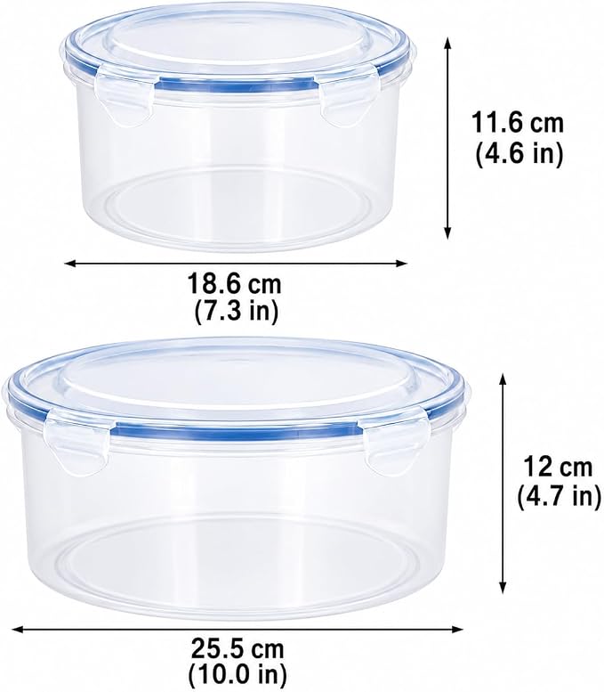 2Pack Dough Proofing Box,4.5/3 Qt Stackable Sourdough Pizza Proofing Container with Airtight Lid,Large Capacity Bread Proofing,Round Dough Proofing Bucket for Family Size Dough Box(Clear)