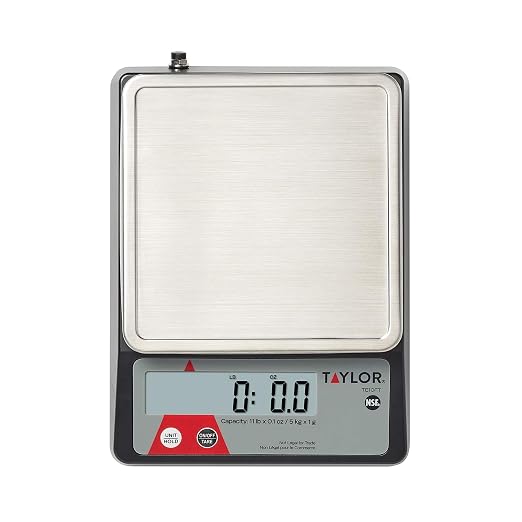 Taylor TE10FT 11-Pound Commercial Digital Portion Control Scale, 11 lb (5 kg) in 0.1 oz (1 g) Food and Cooking Scale, Tare and Hold Function, NSF, Stainless Steel Platform,standart (Pack of 4)