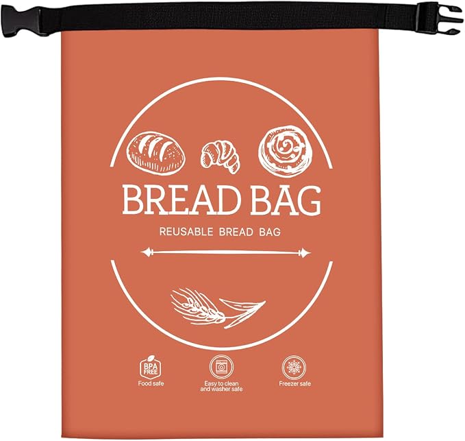 Bread Bags for Homemade, Beeswax Reusable Bread Bag for Sourdough, 1 Pack 17×13 Inches XL-Waxed Food Storage Bag to Keep Sourdough Fresh, Freezer-Safe, Eco-Friendly (Orange)
