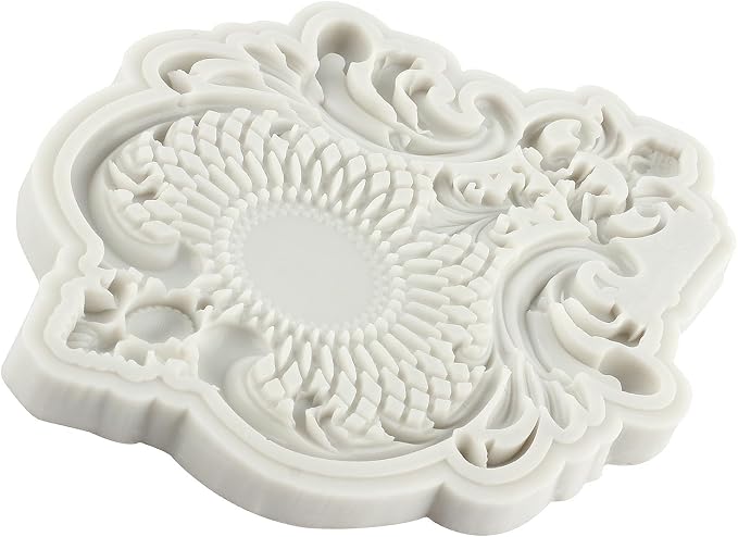 Baroque Fondant Molds Curlicues Scroll Border Lace Silicone Molds Relief Flower Mold Filigree Mold 3D Sculpted For Cake Decorating Cupcake Topper Gum Paste Candy Chocolate Polymer Clay