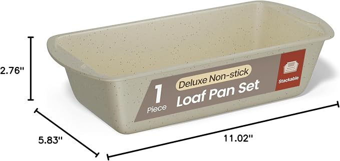 Nonstick Loaf Pan Set Pack of 1, Carbon Steel 11" Large Baking Bread Pan, Oven Safe Up to 450°F, PFOA, PFOS, PTFE Free, Space Saving Stackable Design, Stain Resistant, Dishwasher Friendly,White Marble