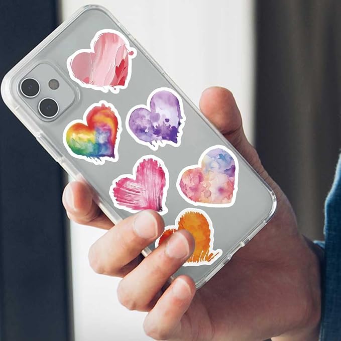 Love Heart Aesthetic Stickers for Valentine's Day, 50PCS Colorful Heart Vinyl Waterproof Stickers for Water Bottle, Laptop, Scrapbook, Journal, Gift Decorative Decals, Party Supplies