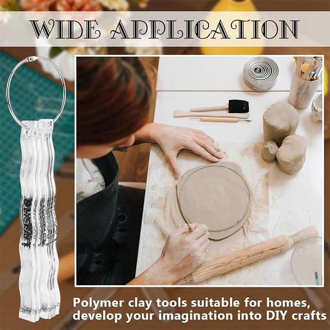 OLYCRAFT 10Pcs 5 Size Wave Clay Depth Guides 1/2/3/4/5mm Acrylic Polymer Clay Depth Guide Set Clays Rolling Tool Adjustable Clays Rolling Pin Guide with Protective Film for Polymer Earrings DIY Making