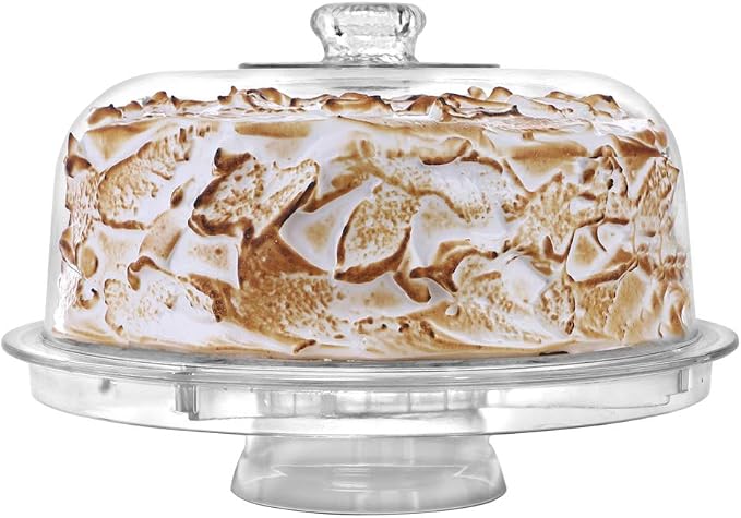 Cake Stand with Dome Cover, 6-in-1 Multi-Purpose Use, Cake Stand with Lid, Serving Platter, Punch Bowl, Desert Platter and More, BPA Free