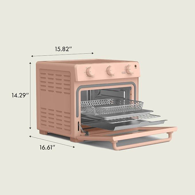 bella Air Fry Toaster Oven, 7 Preset Cooking Options, Dishwasher-Safe EverGood Coated Trays Included, 60-Minute Auto Shutoff w Audible Timer, Power Indicator Light, 1700 Watt, Blossom