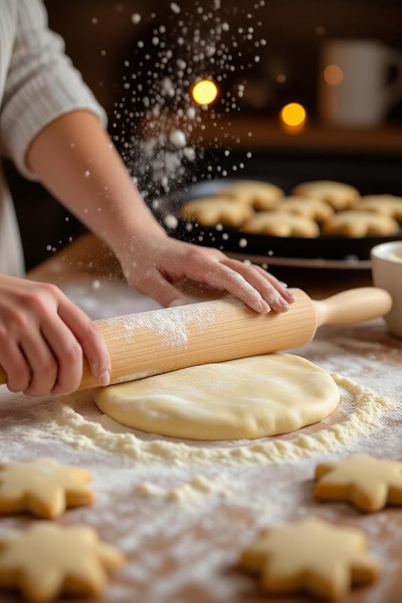 Rolling Pin for Baking Pizza Dough Non-Stick Dough Roller with Handles 18 Inches Long Baking Rolling Pin for Pizza, Fondant, Crust, Cookie & More