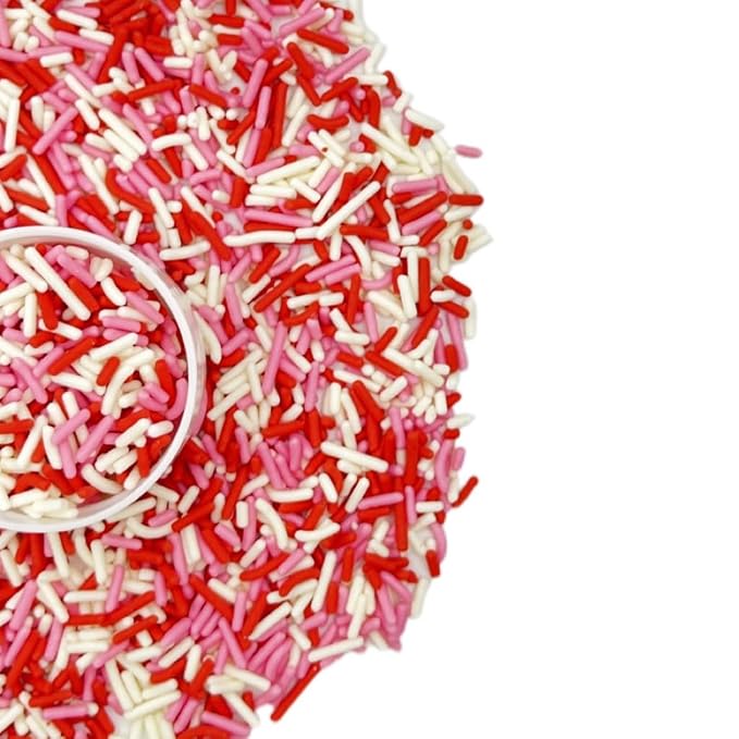 Sentovac Edible Valentines Jimmies Sprinkles for Cake Decorating Baking Cookie and Ice Cream Topper Decorations Sprinkles Supplies 78g/2.75oz