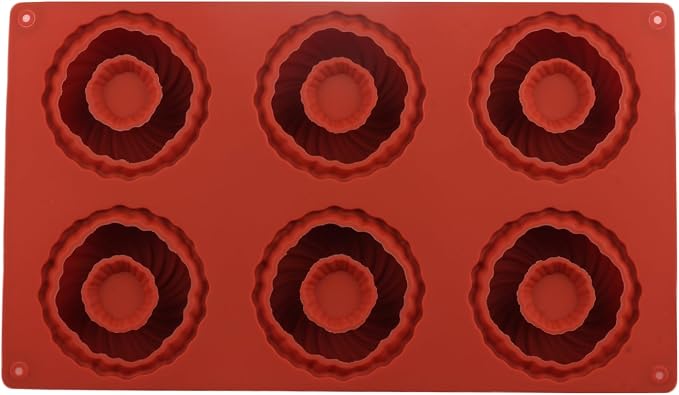 6 Cavity Swirl Donut Silicone Molds Ribbed Bundt Cake Mold For Baking Doughnut Muffin Cupcake Chocolate
