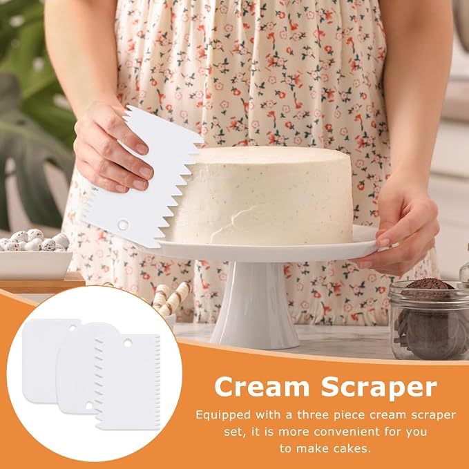 Dessert Decorating Syringe Set, Frosting Piping Kit with 6 Piping Tips, 9 cupcakes, 2 adapter, 3 cream squeegee, Stainless Steels Cupcake Decorating Kit for Baking