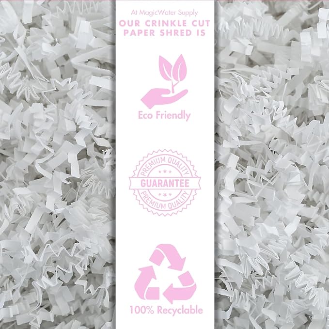 MagicWater Crinkle Cut Paper for Gift Baskets - 2LB White - Perfect for Shredded Paper Filler, Basket Filler, Gift Boxes, Bridesmaid Gifts, Christmas Stuffers & More – Ideal for All Occasions