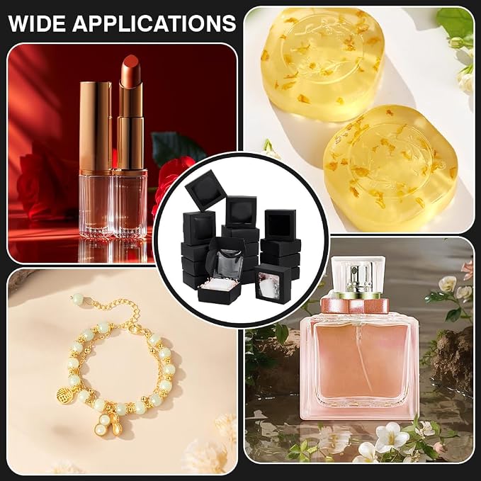 BENECREAT 30pcs Square Black Paper Boxes, Gift Boxes with Clear PVC Window for Wedding Gift, Chocolates, Cookies and Other Small Crafts, 3.6x3.6x1.6 Inch