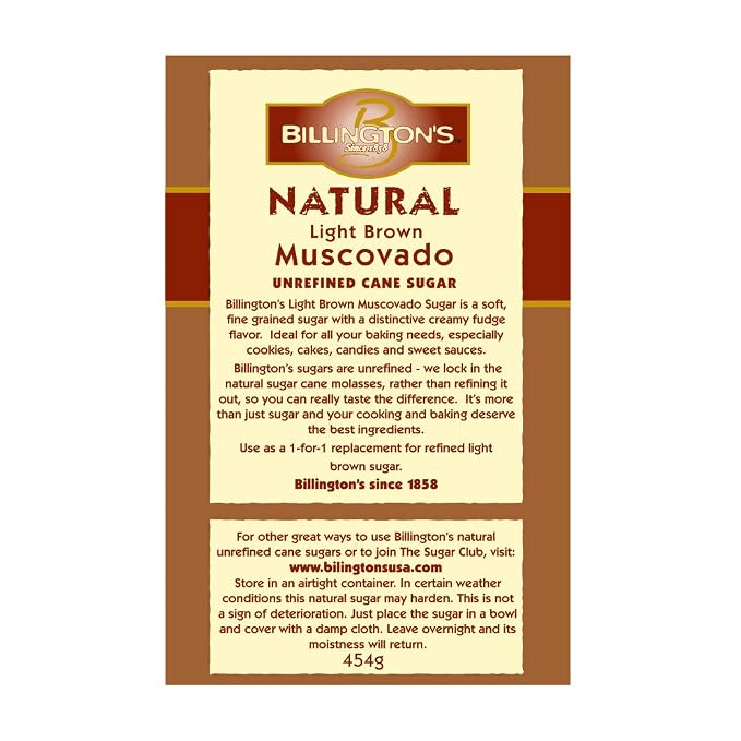 Billington's Natural Light Brown Muscovado Sugar, 1 LB (Pack of 10)