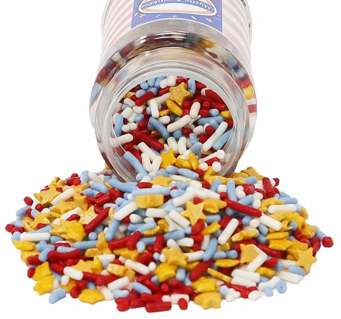 Mystic Sprinkles Fourth of July Sprinkles Mixes (Spirit of America In Gold Sprinkle Mix 3.4oz)