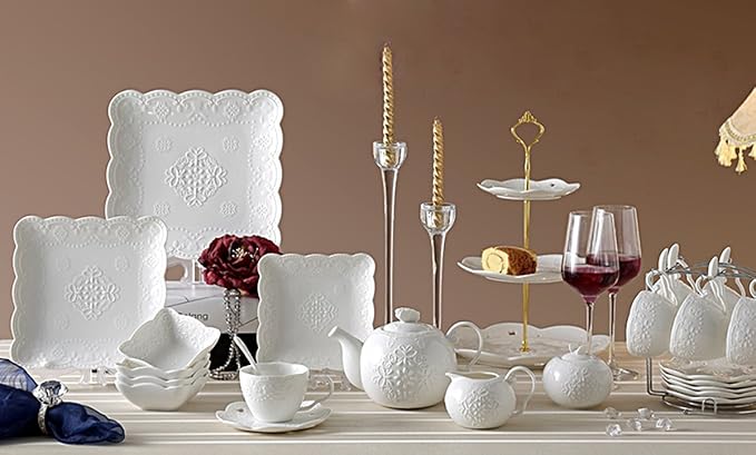 Cupcake Stand- Jusalpha 3-Tier White Porcelain Cake Stand Dessert Stand-Cupcake Stand-Tea Party Serving Platter, Comes in a Gift Box- Free Sugar Tong