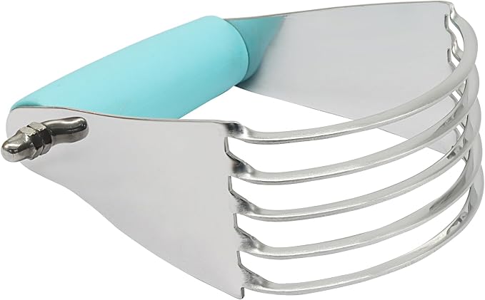 Pastry Shortening Blender Cutter,Stainless Steel Dough Masher for Butter Biscuit,Baking Kneading Dough for Flakier and Fluffier Pie Crusts/Almond(Turquoise)